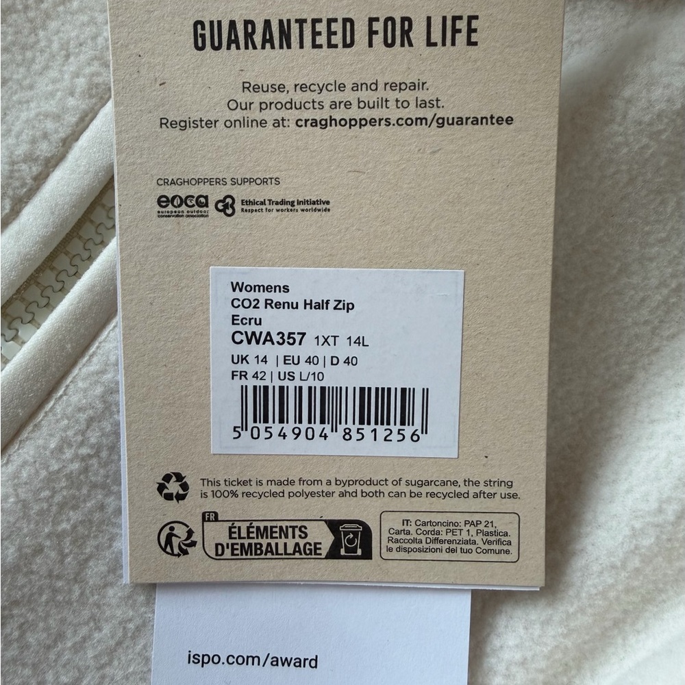 Craghoppers Women’s L Cream Fleece pullover half zip fleece Jacket NWT #023 - Picture 4 of 14